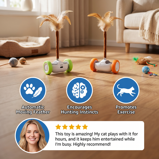 Self-Moving Feather Cat Teaser Toy